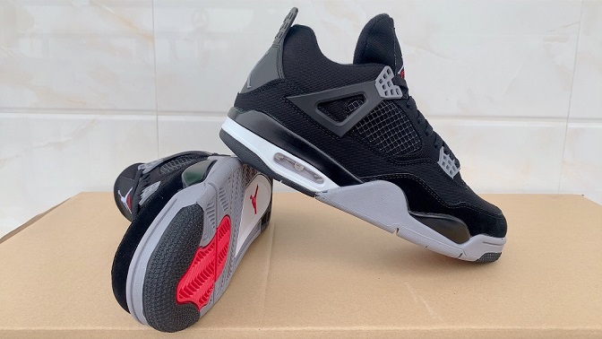 2022 Men Air Jordan 4 Black Grey Shoes